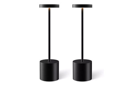 2Pcs Cordless Table Lamp Portable Touch Sensor LED Desk Lamp Beside Night Light-Black