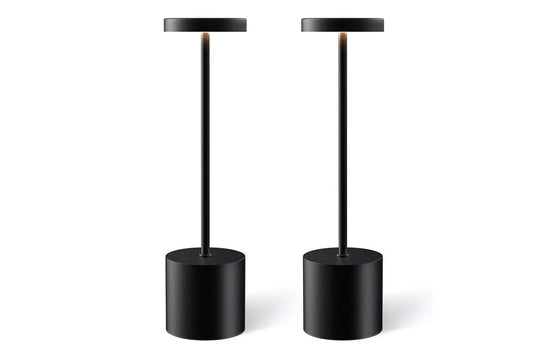 2Pcs Cordless Table Lamp Portable Touch Sensor LED Desk Lamp Beside Night Light-Black