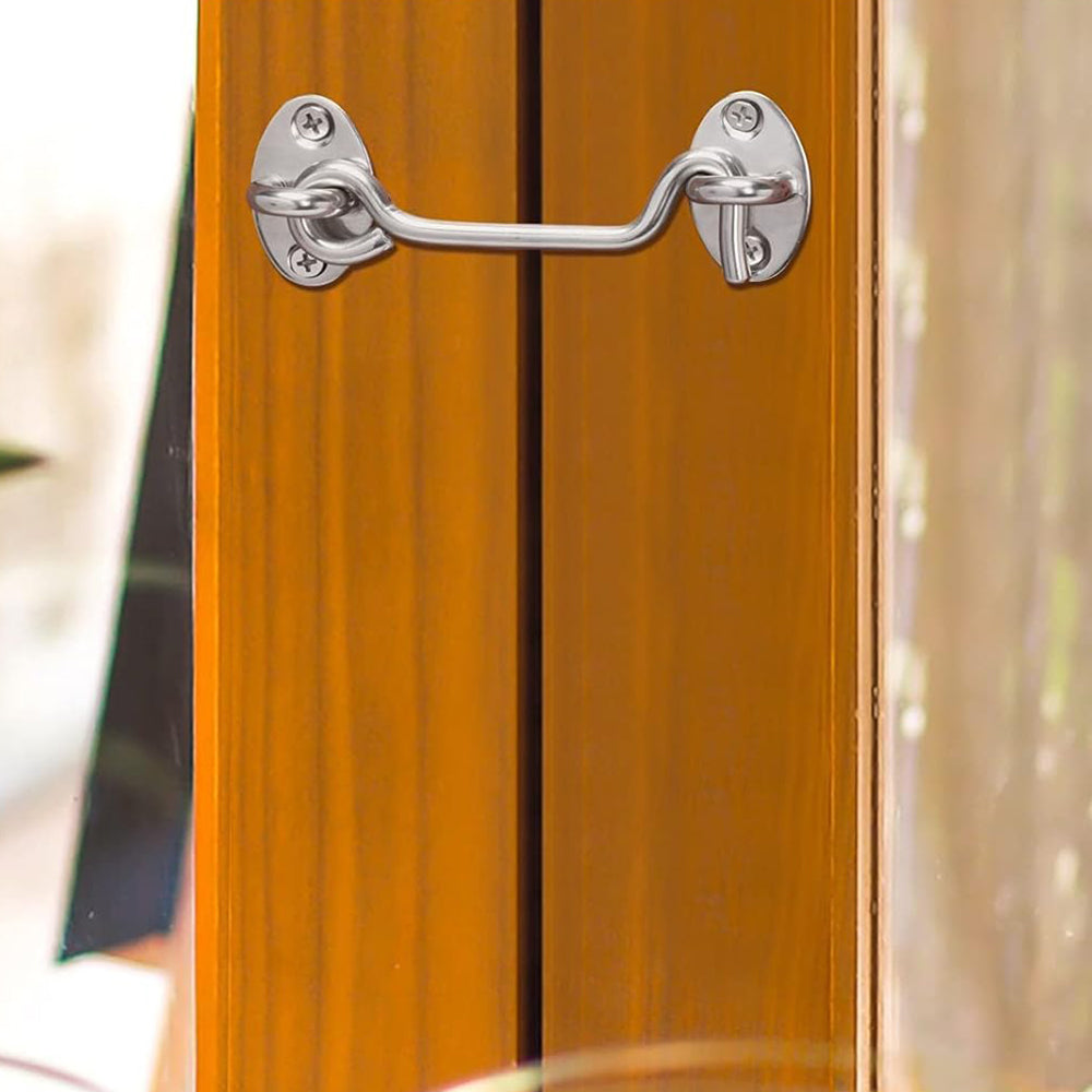 2Pcs Set Window Barn Door Latch Cabin Hook and Eye Brass Gate Shed Lock