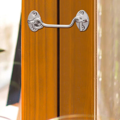 2Pcs Set Window Barn Door Latch Cabin Hook and Eye Brass Gate Shed Lock