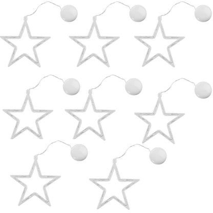 8PCS Christmas String Lights Hanging Window Indoor Outdoor Lights with Suction Cup for Xmas Party Decoration -Star