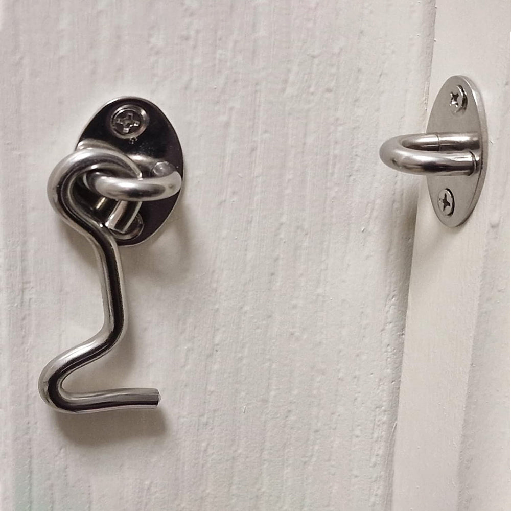 2Pcs Set Window Barn Door Latch Cabin Hook and Eye Brass Gate Shed Lock