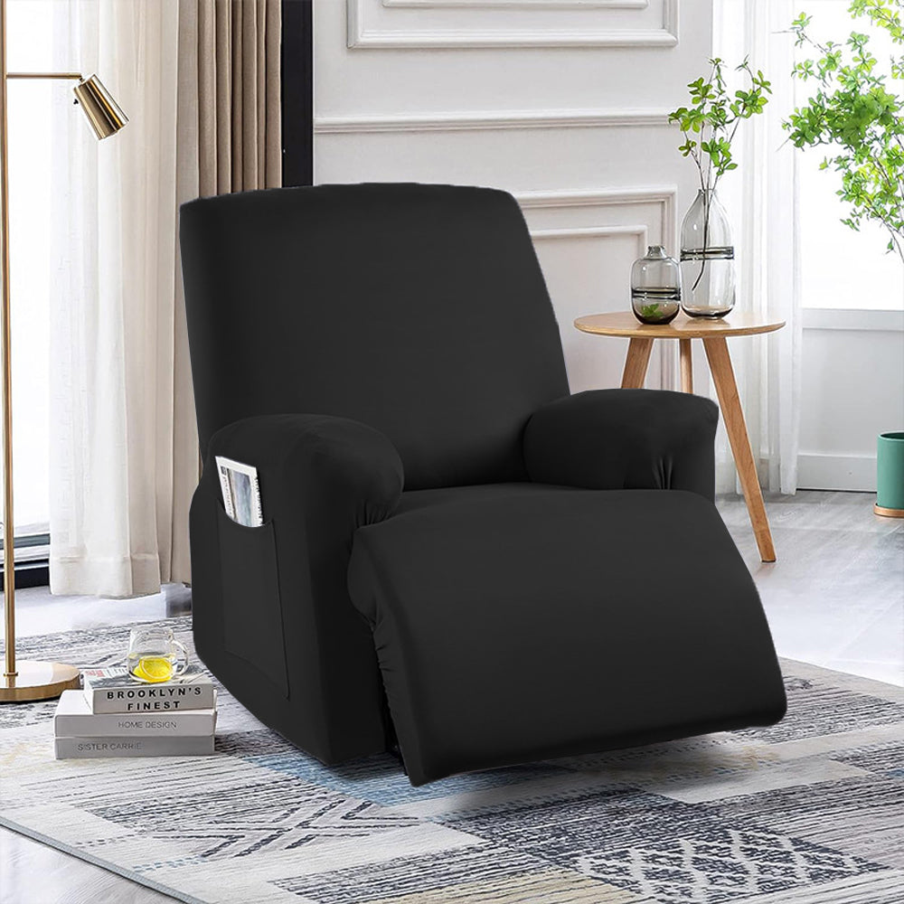 Full Wrapped Stretch Recliner Chair Cover Elastic Recliner Sofa Slipcover Black