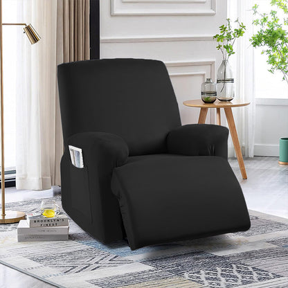 Full Wrapped Stretch Recliner Chair Cover Elastic Recliner Sofa Slipcover Black