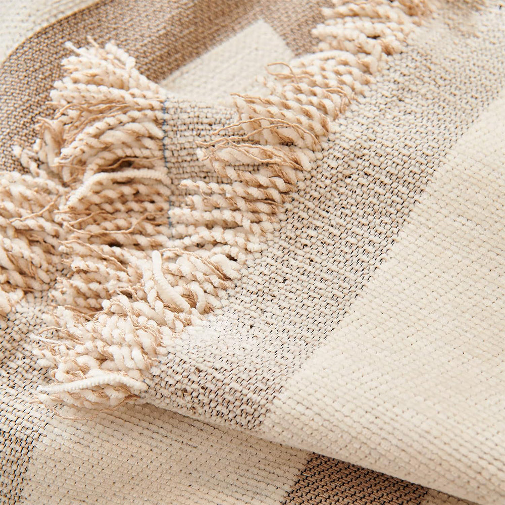 Boho Couch Cover Geometric Sofa Blanket Furniture Protector Beige