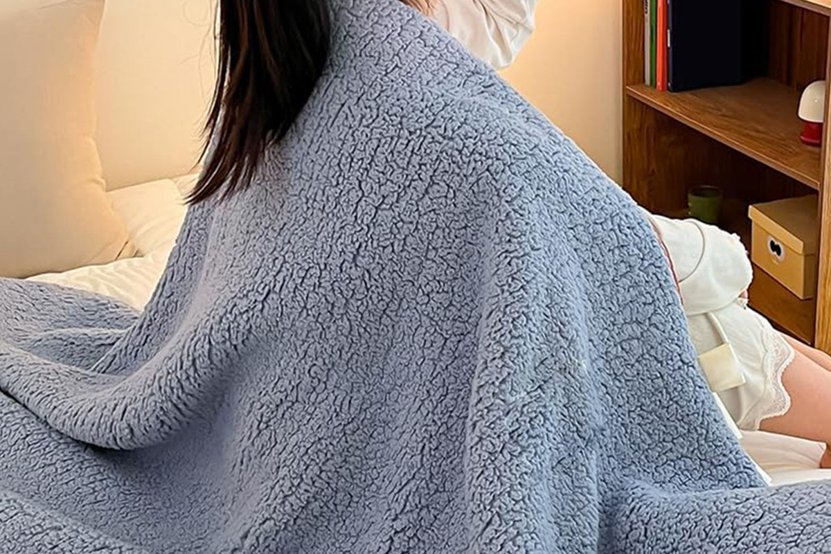 Sherpa Throw Blanket Winter Fuzzy Throws Fluffy Soft Cozy Fleece Plush Blanket-Blue