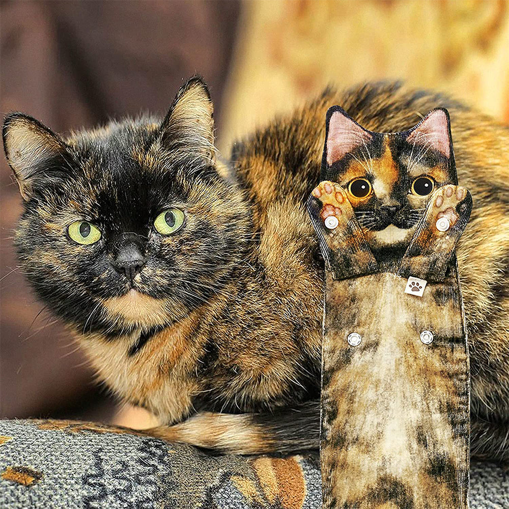 Cute Cat Quick-Dry Hanging Hand Towels Decorative for Bathroom Kitchen-Brown