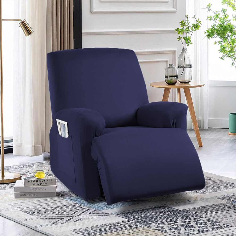 Full Wrapped Stretch Recliner Chair Cover Elastic Recliner Sofa Slipcover Navy