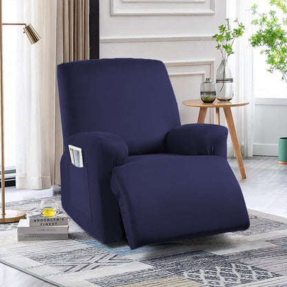 Full Wrapped Stretch Recliner Chair Cover Elastic Recliner Sofa Slipcover Navy