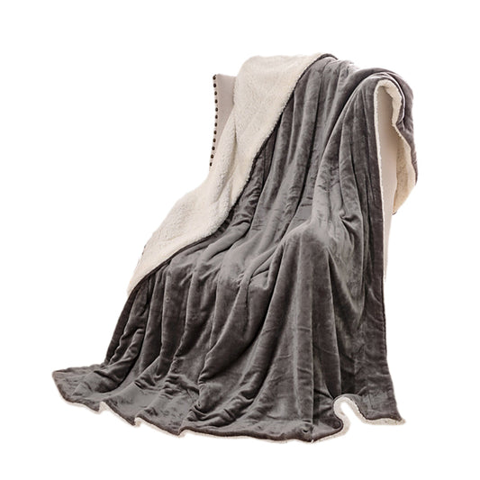 Soft Double-Sided Throw Blanket  Fuzzy Warm Reversible Blanket for Couch Bed Sofa Grey