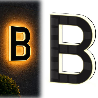Solar Illuminated Address Sign with Light -B