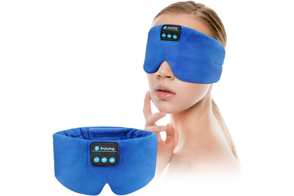 Bluetooth Sleep Mask with Headphones Music Eye Mask for Sleeping Travel Meditation -Blue