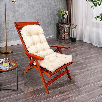 Patio Adirondack Chair Cushion High Back Rocking Chair Seat Pad with Ties Beige