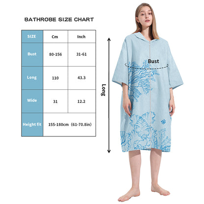 Unisex Hooded Towel Poncho Swim Parka for Adults - Coral Turtle