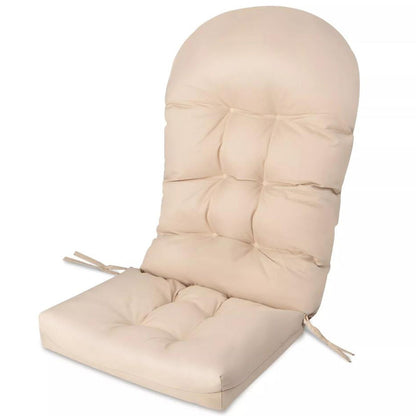 Patio Adirondack Chair Cushion High Back Rocking Chair Seat Pad with Ties Beige
