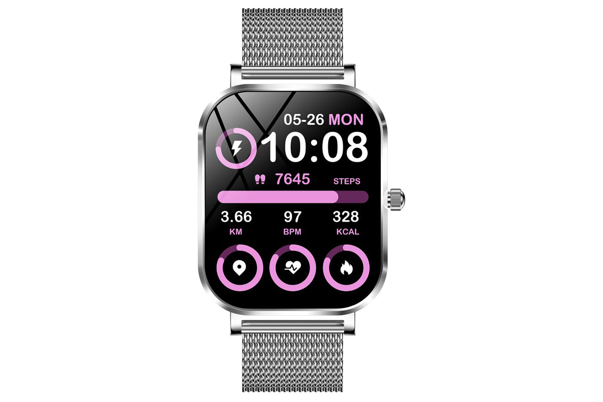 Smart Watch Bluetooth Call Make Calls Musics Fitness Tracker Heart Rate Sleep Monitor -Silver