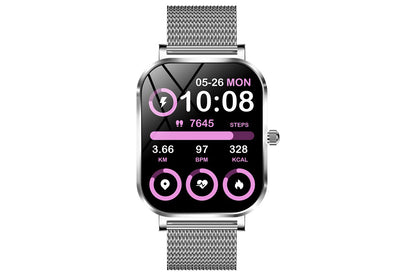 Smart Watch Bluetooth Call Make Calls Musics Fitness Tracker Heart Rate Sleep Monitor -Silver