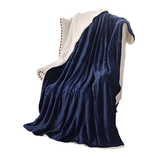Soft Double-Sided Throw Blanket  Fuzzy Warm Reversible Blanket for Couch Bed Sofa Navy