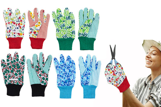 4 Pairs Of Polyester Floral Gardening Gloves Soft Breathable Yard Work Glove-One Pair Of Each Of The Four Colors