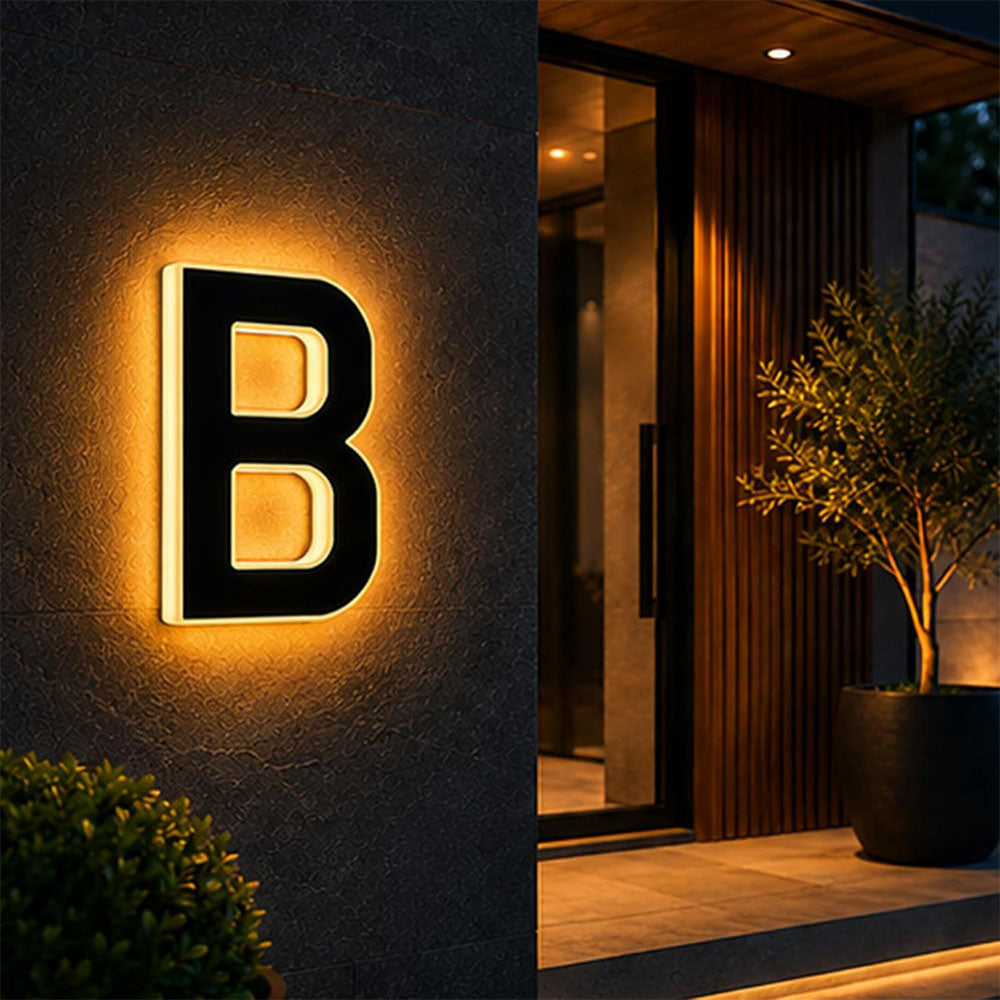 Solar Illuminated Address Sign with Light -B