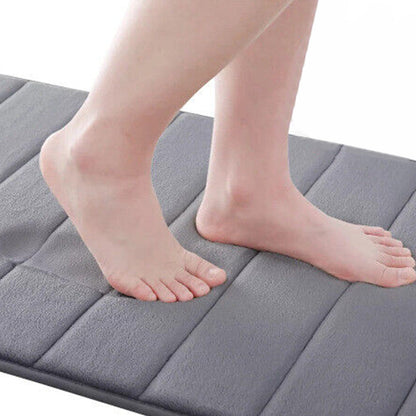 3 Pieces Set Water Absorption Bathroom Floor Mats Non-Slip Bath Mats Light Gray