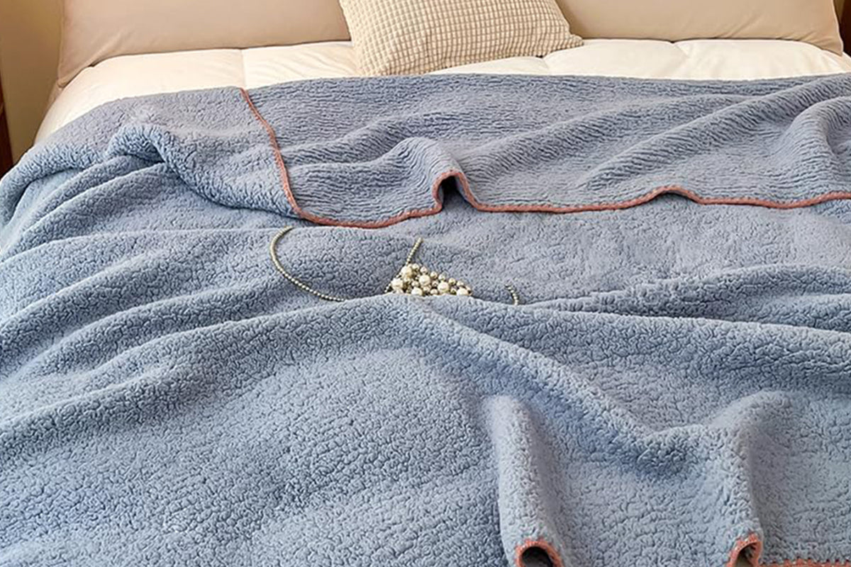 Sherpa Throw Blanket Winter Fuzzy Throws Fluffy Soft Cozy Fleece Plush Blanket-Blue