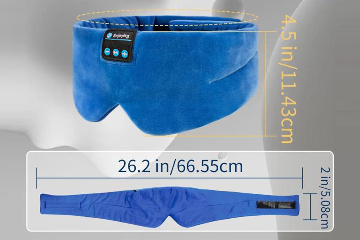 Bluetooth Sleep Mask with Headphones Music Eye Mask for Sleeping Travel Meditation -Blue