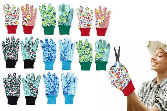 8 Pairs Of Polyester Floral Gardening Gloves Soft Breathable Yard Work Glove-Two Pair Of Each Of The Four Colors