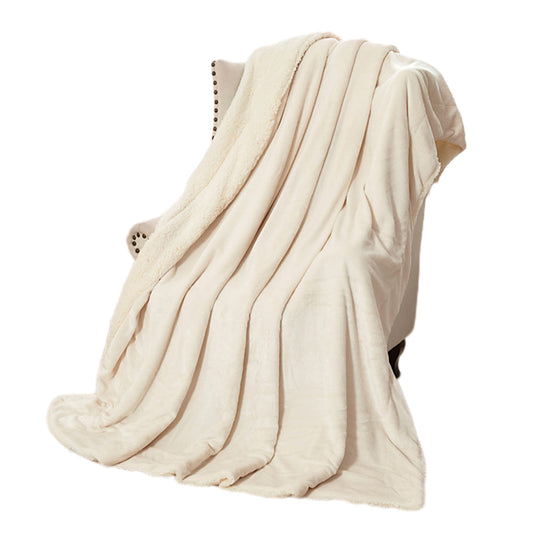 Soft Double-Sided Throw Blanket  Fuzzy Warm Reversible Blanket for Couch Bed Sofa Beige