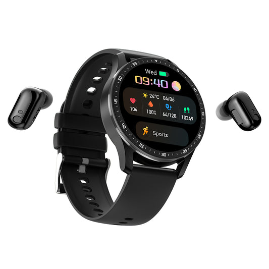 Smart Watch with Earbuds X7 Smart Watch Touch Screen Sports Fitness Tracker Heart Rate Monitor with TWS Bluetooth Earphones -Black