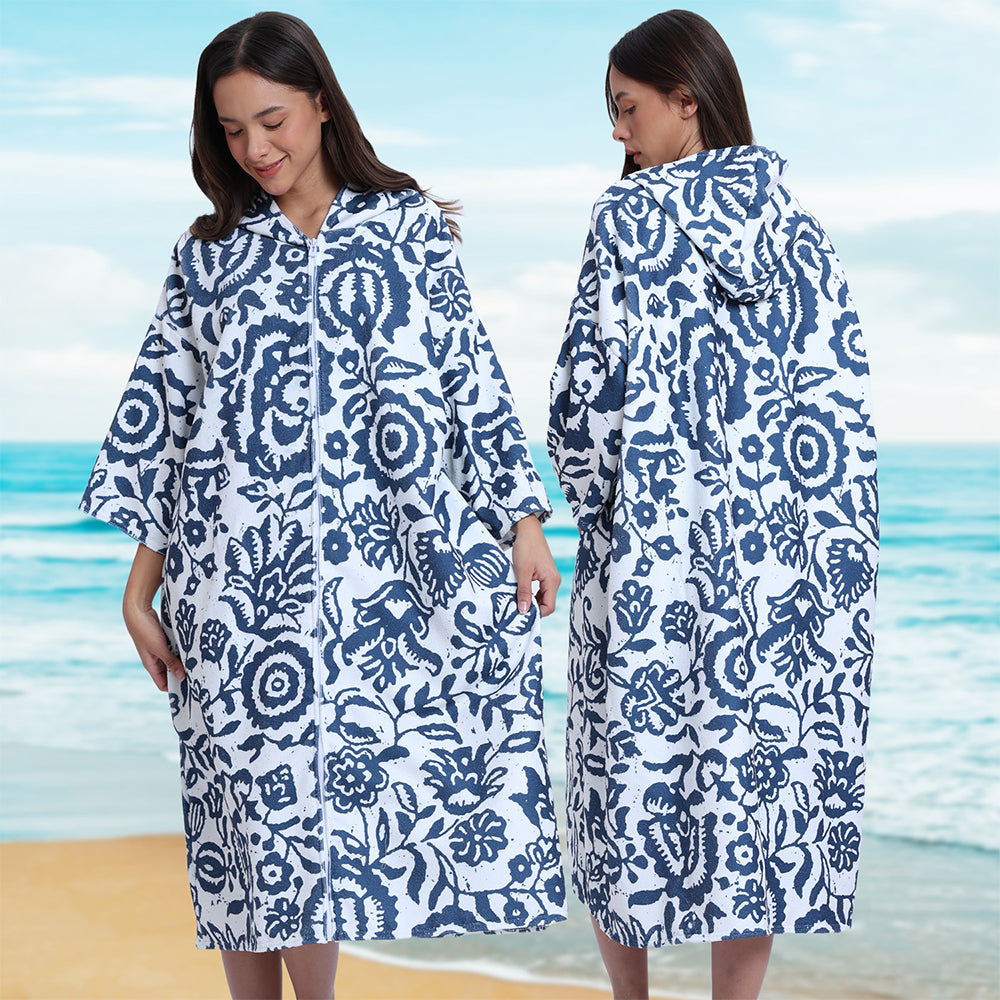 Unisex Hooded Towel Poncho Swim Parka for Adults - Floral