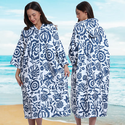 Unisex Hooded Towel Poncho Swim Parka for Adults - Floral