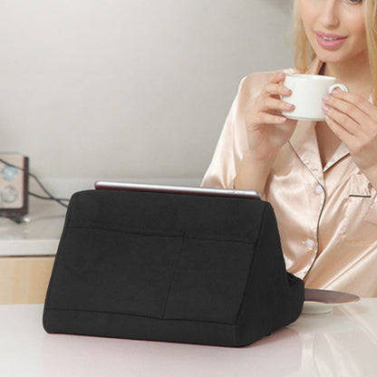 Multi-Angle Tablet Holder Compatible with iPads Lazy Holder Stand for Bed and Desk with 2 Pockets Black