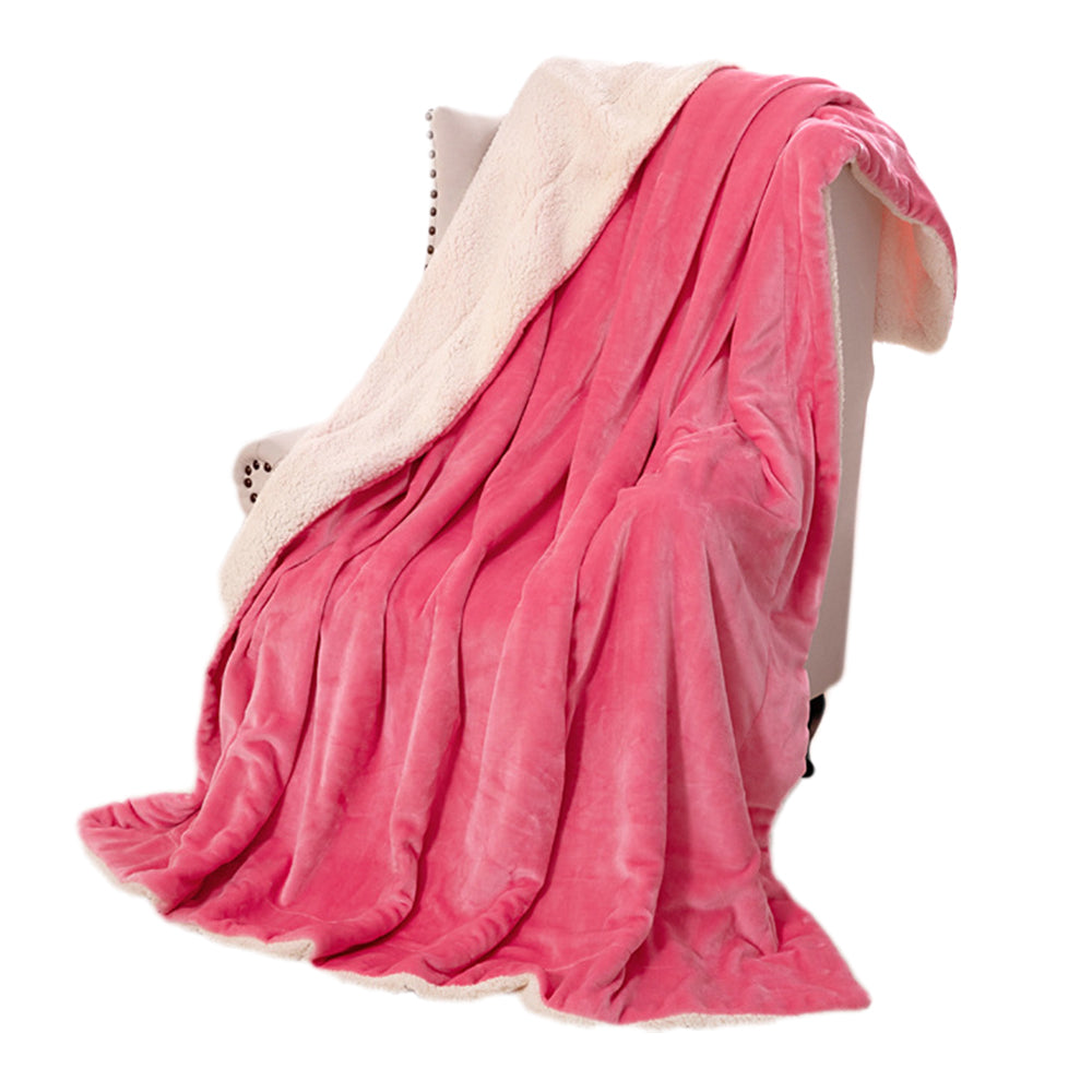 Soft Double-Sided Throw Blanket  Fuzzy Warm Reversible Blanket for Couch Bed Sofa Rose Red
