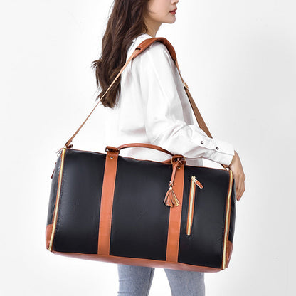 Foldable Duffel Bag Travel Garment Bag with Mini Pocket Black