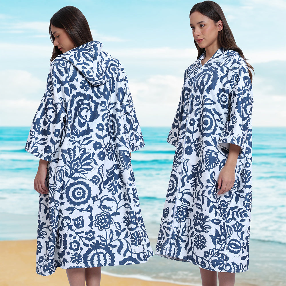 Unisex Hooded Towel Poncho Swim Parka for Adults - Floral