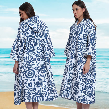 Unisex Hooded Towel Poncho Swim Parka for Adults - Floral