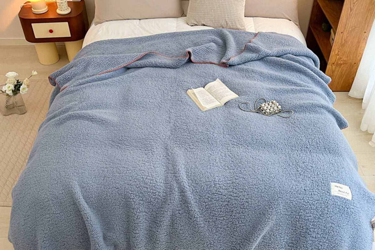 Sherpa Throw Blanket Winter Fuzzy Throws Fluffy Soft Cozy Fleece Plush Blanket-Blue