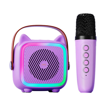 Mini Karaoke Machine with Single Microphone Portable Bluetooth Speaker Purple