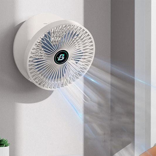 3-Speed Adjustable Air Circulator Fan Foldable  Wall Hanging Fan Rechargeable Desktop Cooling Fan White