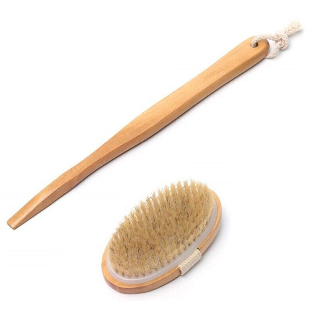 2 Pieces Long Handle Back Shower Brush with Detachable Strap