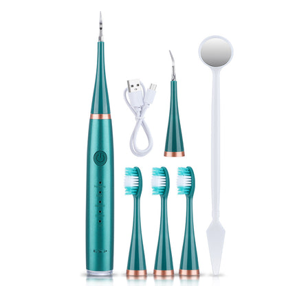 Electric Toothbrush Scaler Stains and Tartar Remover Tools Teeth Cleaning Kit -Green
