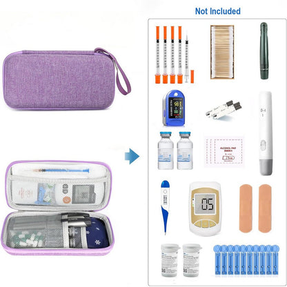 Insulin Cooler Travel Case EVA Insulation Travel Medicine Kit for Diabetes Care-Purple