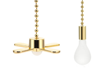 2Pcs Ceiling Fan Light Bulb Pull Chain Beaded Ball Extension Connector Decor-Golden