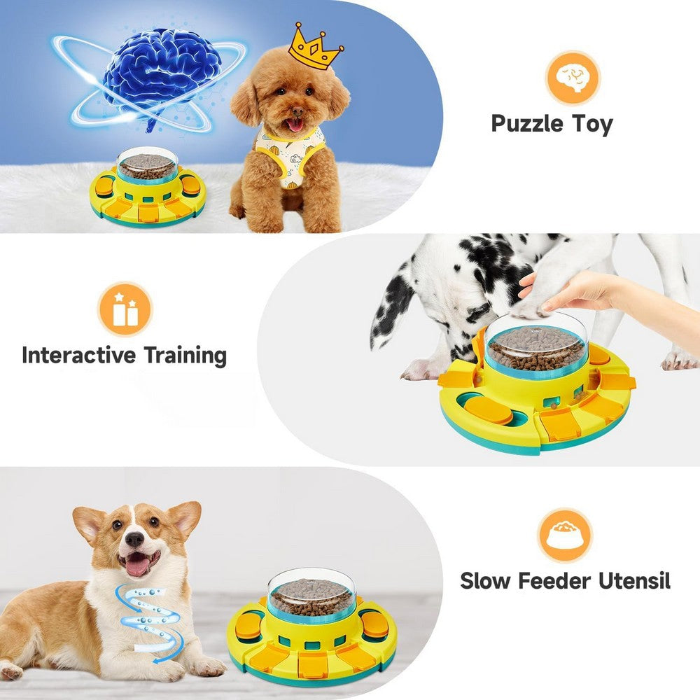 Dog Puzzle Toy Pup Food Treat Feeding Dispenser Training and Entertainment Toy-Blue