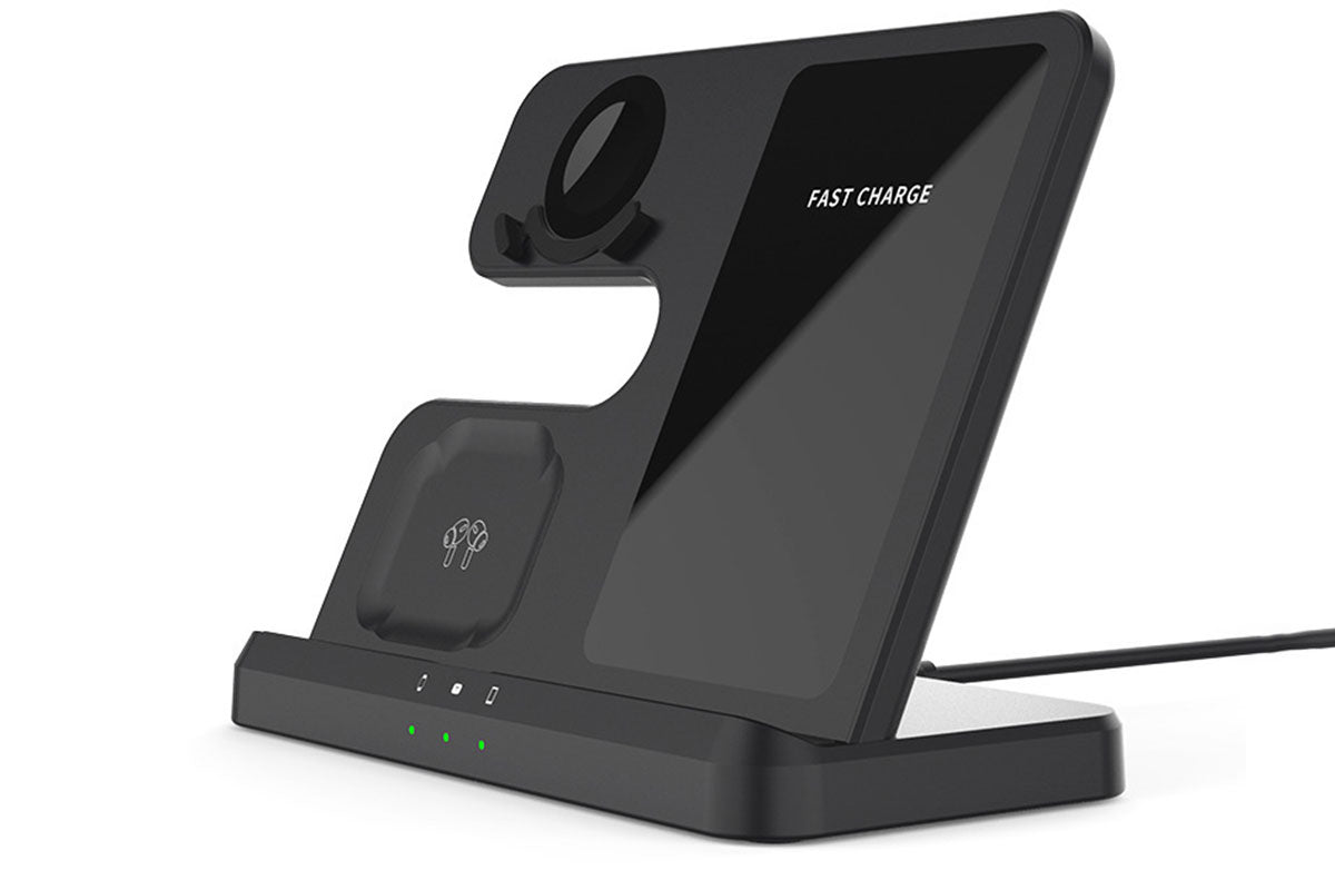 3 in 1 Wireless Charger Fast Charging Station Pad - Black
