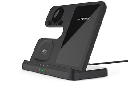 3 in 1 Wireless Charger Fast Charging Station Pad - Black