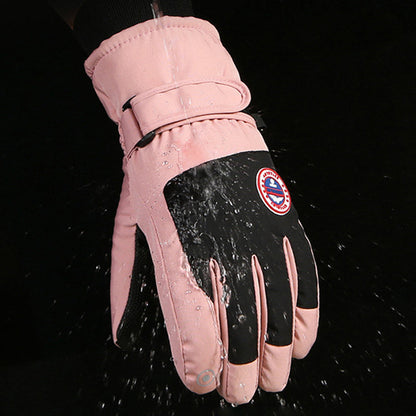 Pair of Touch Screen Sports Gloves Winter Warm Mittens Non-slip Ski Gloves Pink