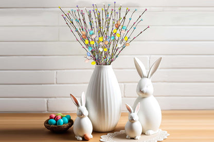Artificial Easter Spray Vine with Pastel Easter Eggs and Berries for Home Decor