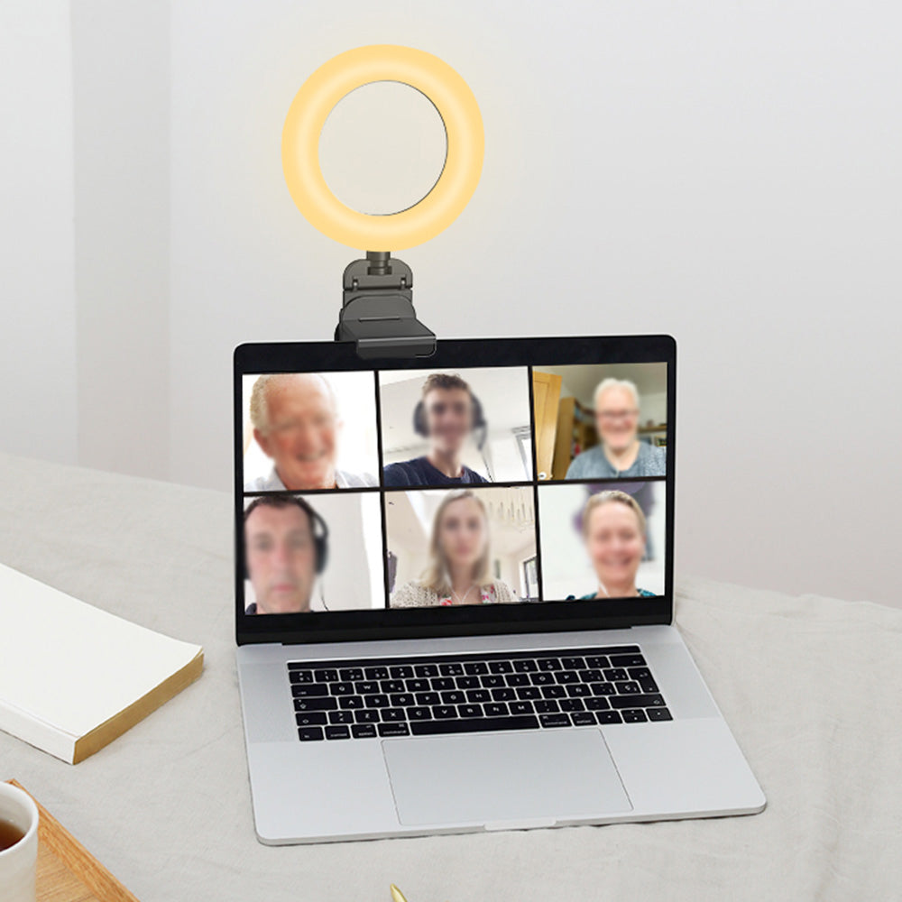 Ring Light with Stand for Desk Clip On LED Selfie Light Desktop for Zoom Meeting